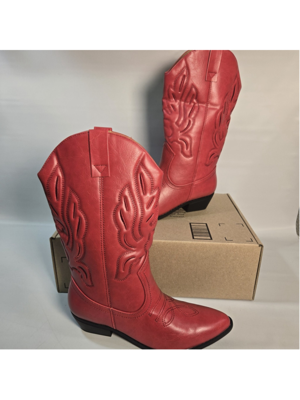 Dream Pairs Red Western Boots Embroidered Cowgirl Pointed Toe Women 10 Rodeo NEW - Picture 2 of 9